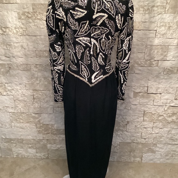 Vintage Black Tie Oleg Cassini Long Evening Gown - Picture 10 of 16